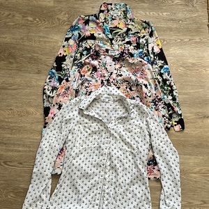 Express Floral and Patterned Blouses - Black, Pink, White